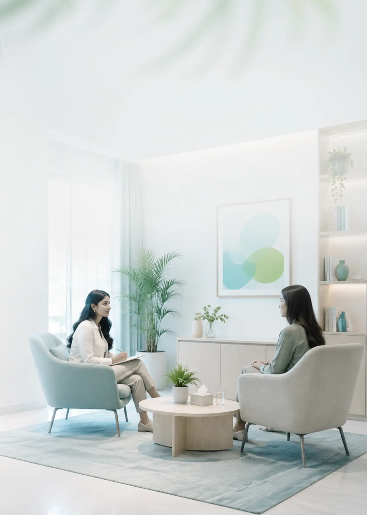 Therapist and client in a calm Softmind session